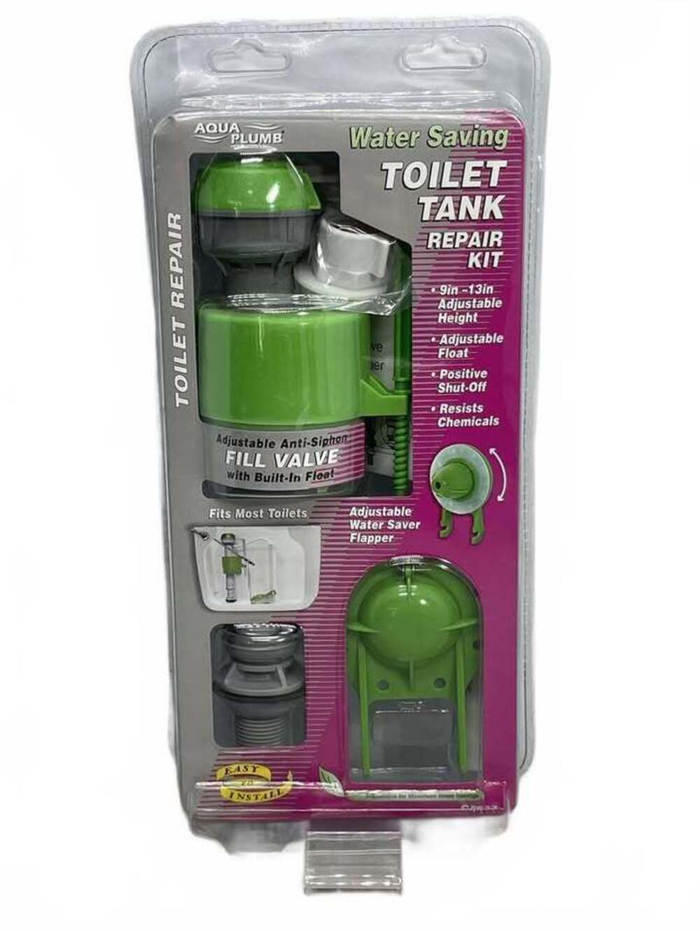 AquaPlumb Water Saving Toilet Tank Repair Kit with Adjustable Fill Valve